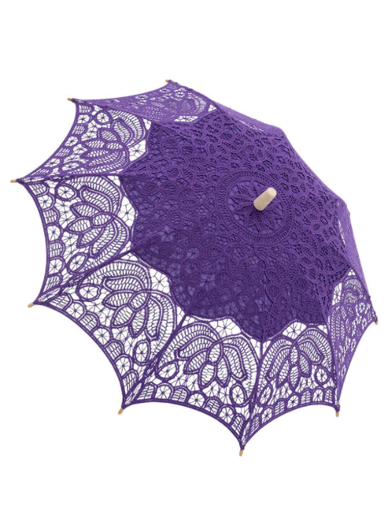 Grüner Spitzen-Sonnenschirm mit Blumen und Cut-out