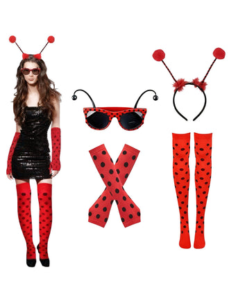 Marienkäfer-Kostüm-Accessoire-Set mit Polka-Dots