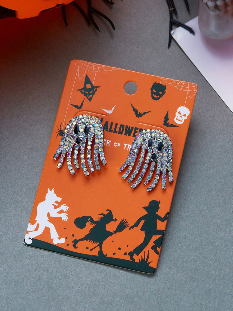 Halloween Geist-Ohrhänger mit Strass und Fransen