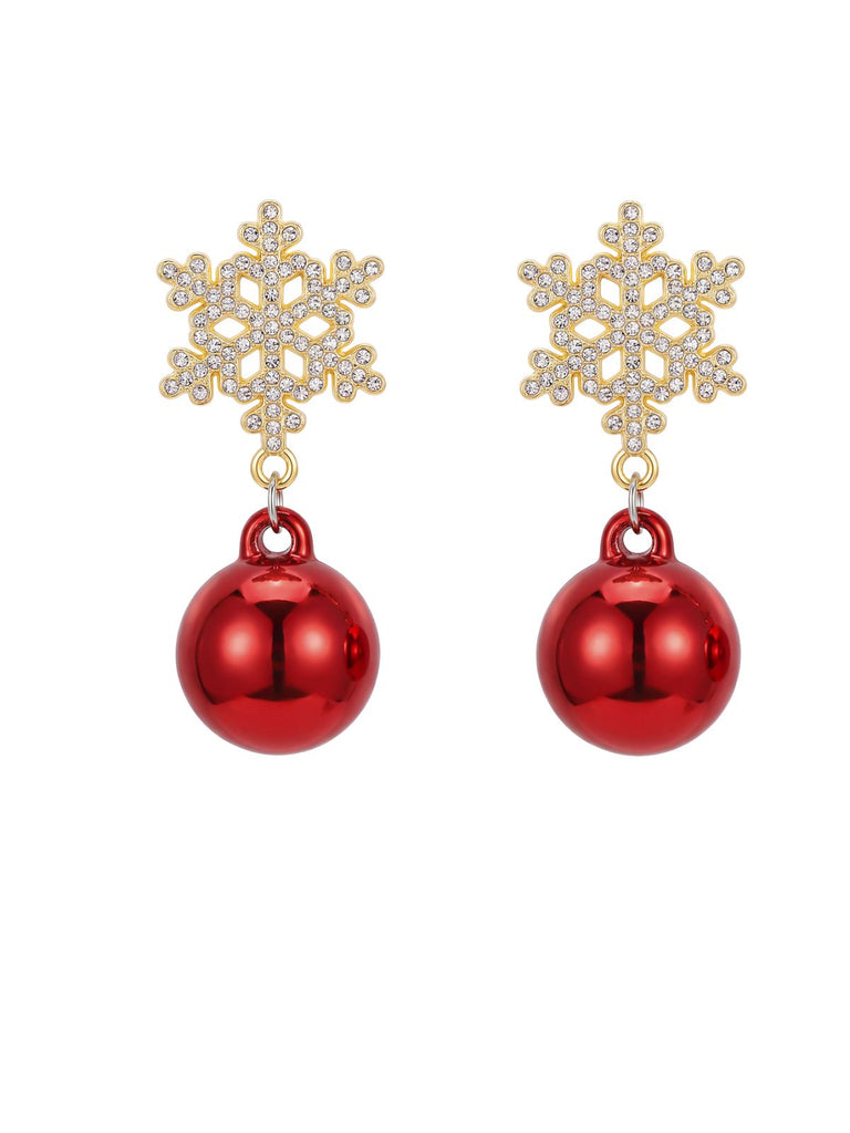 Vintage-Weihnachtskugel-Ohrhänger mit Strass-Schneeflocken