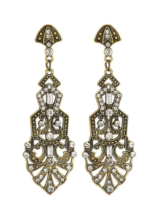Goldene Vintage Ohrhänger mit Kristall und geometrischem Design