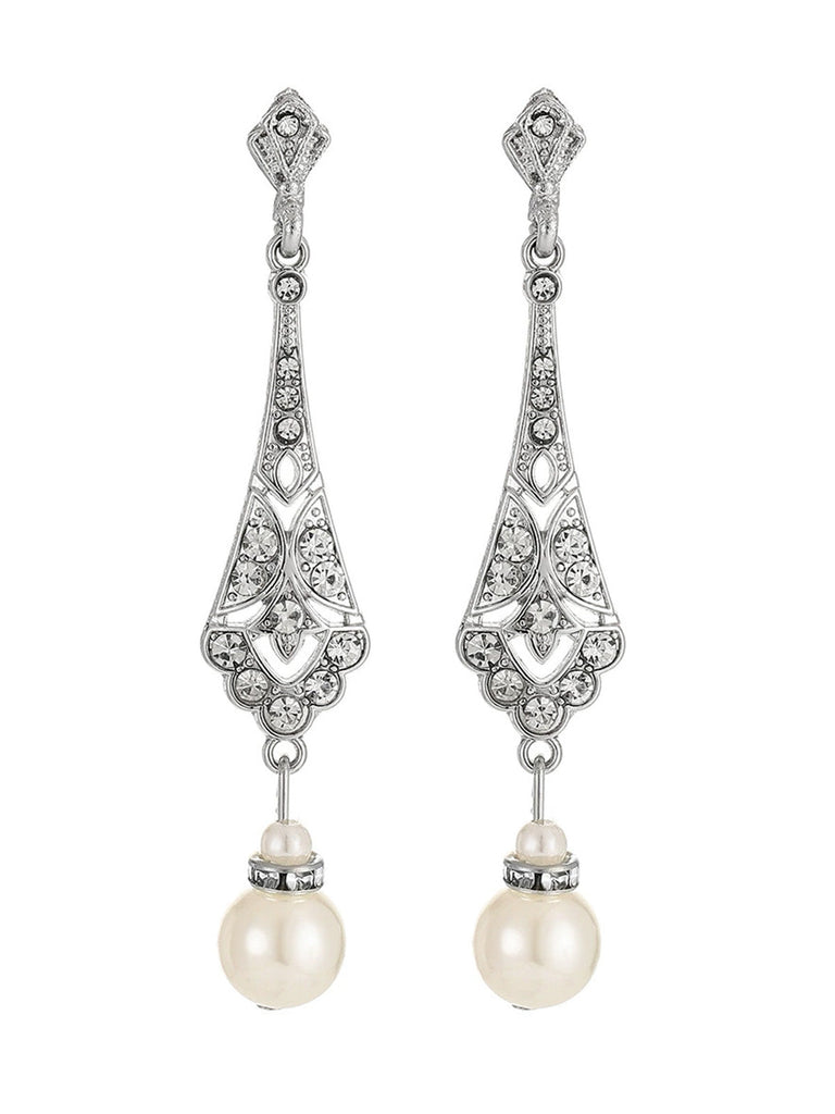 Vintage Ohrhänger mit Perlen und Strass