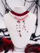 Rote Samt-Choker-Halskette mit Perlen und Blutstropfen-Motiv