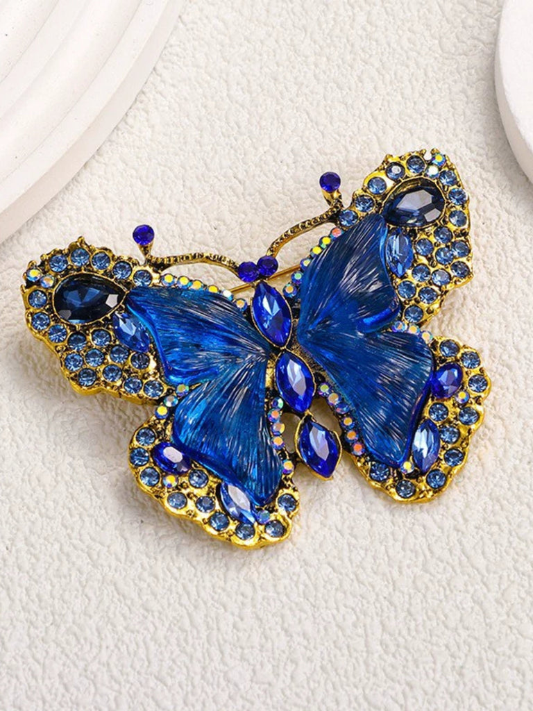 Vintage Schmetterlingsbrosche mit Strass