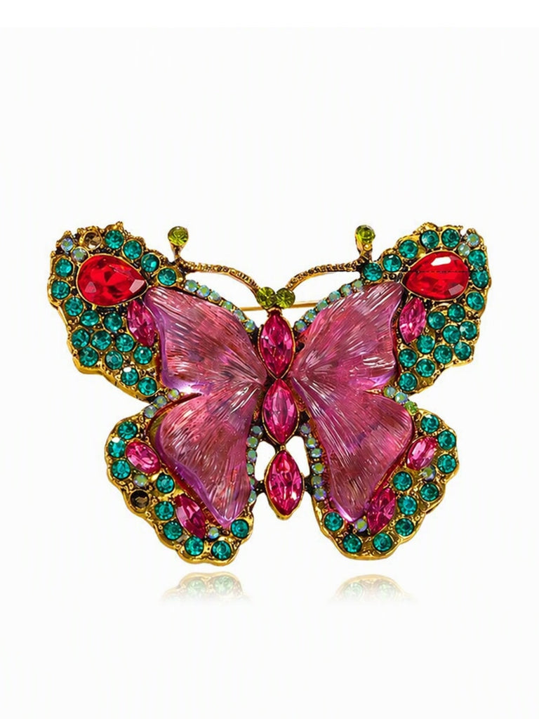 Vintage Schmetterlingsbrosche mit Strass