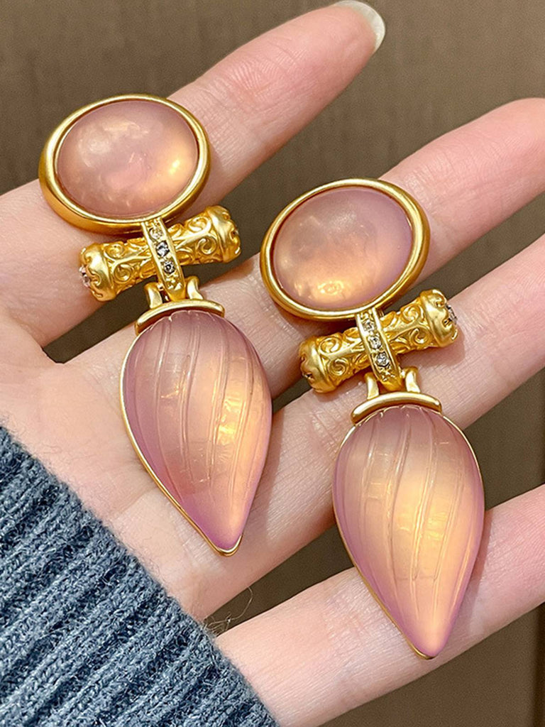 Rose Gold Vintage Wassertropfen Streifenohrringe