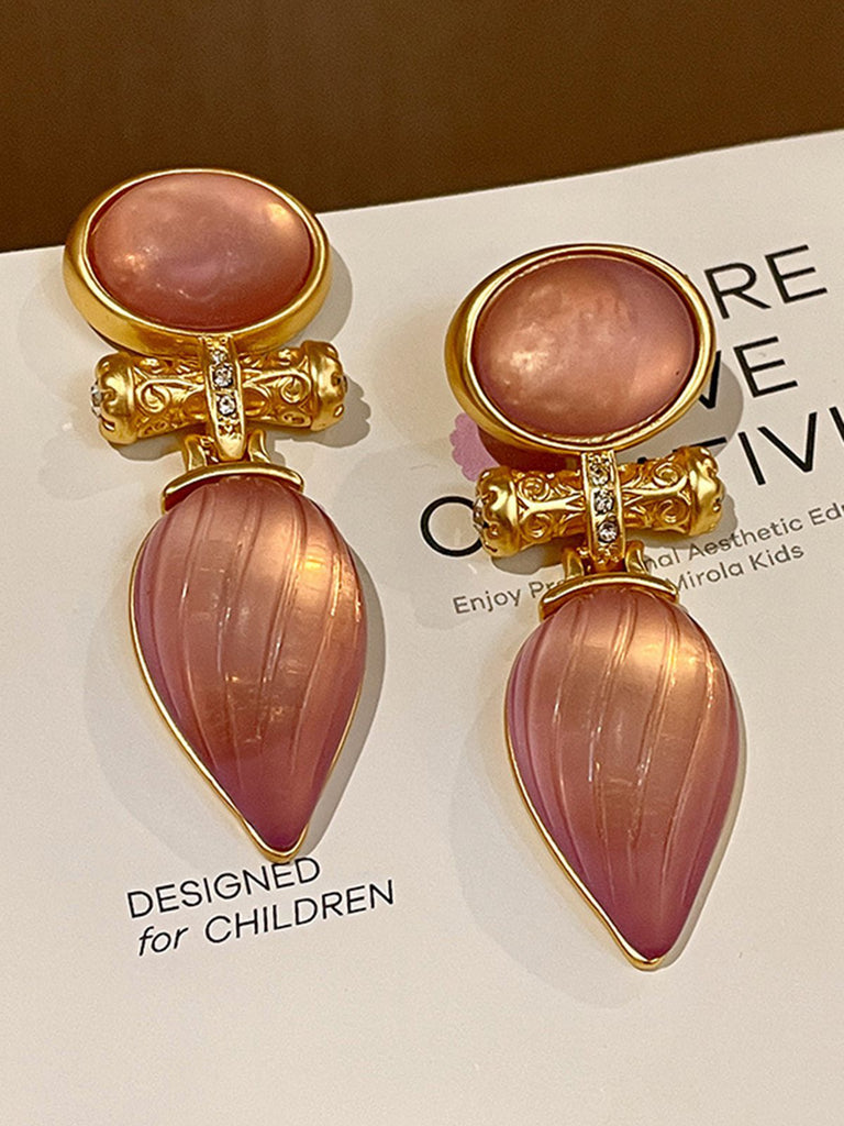 Rose Gold Vintage Wassertropfen Streifenohrringe
