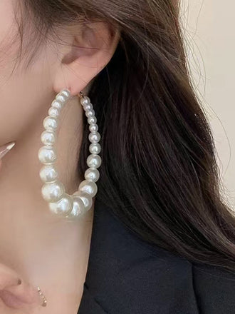 Perle Großer Reifen Vintage Ohrringe