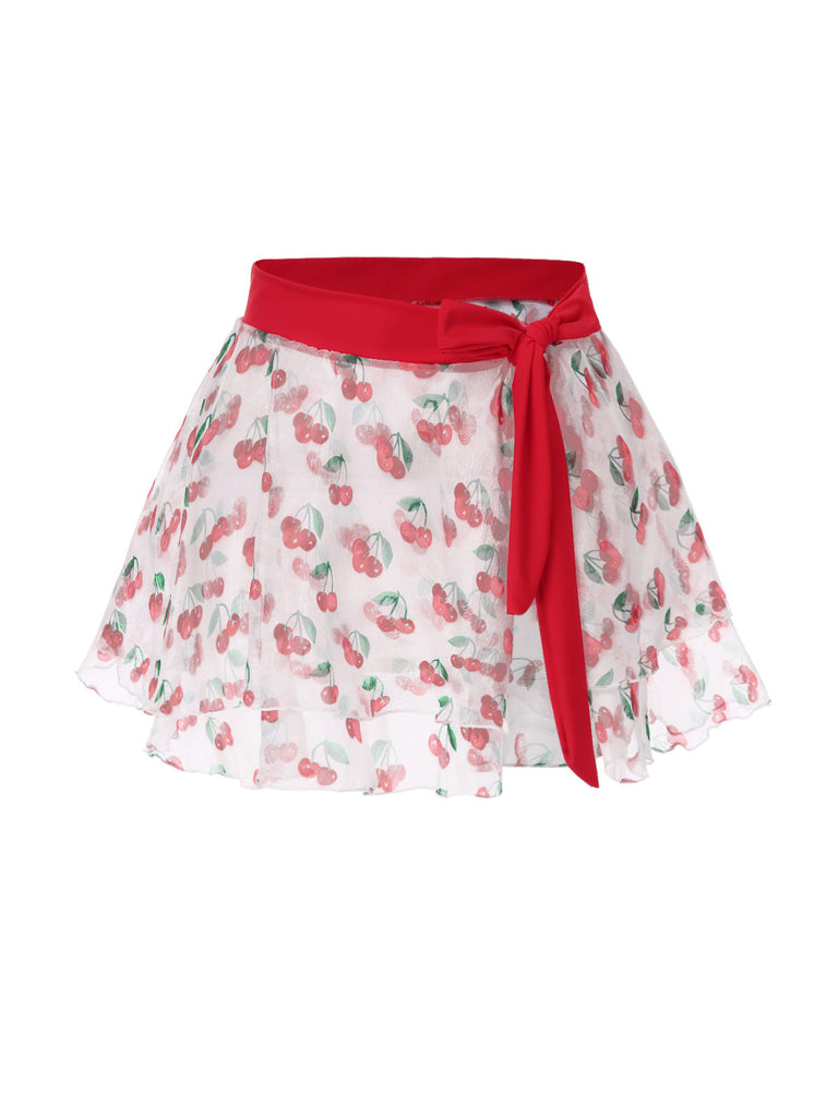 Rot 1950er Kirsche Taille-Binden Cover Up