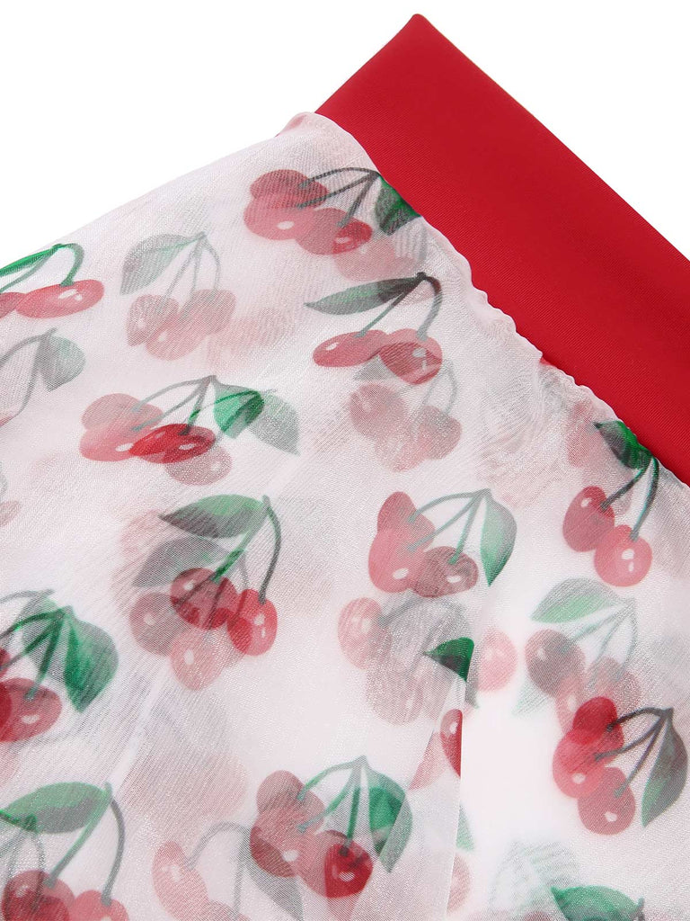 Rot 1950er Kirsche Taille-Binden Cover Up
