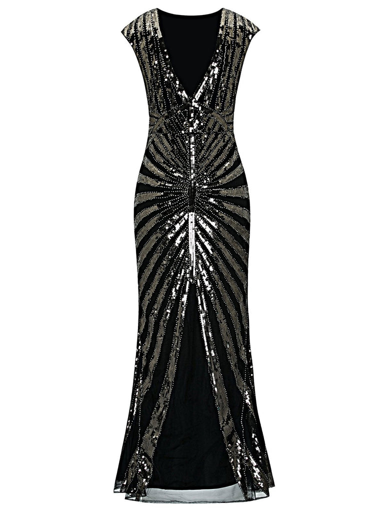 1920ER PAILLETTEN ART DECO MAXIKLEID