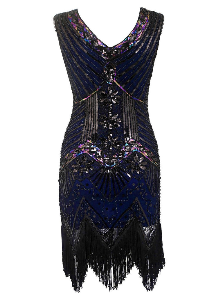 Dunkel Grün 1920ER PAILLETTEN GROß KLEID