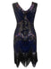 Dunkel Grün 1920ER PAILLETTEN GROß KLEID