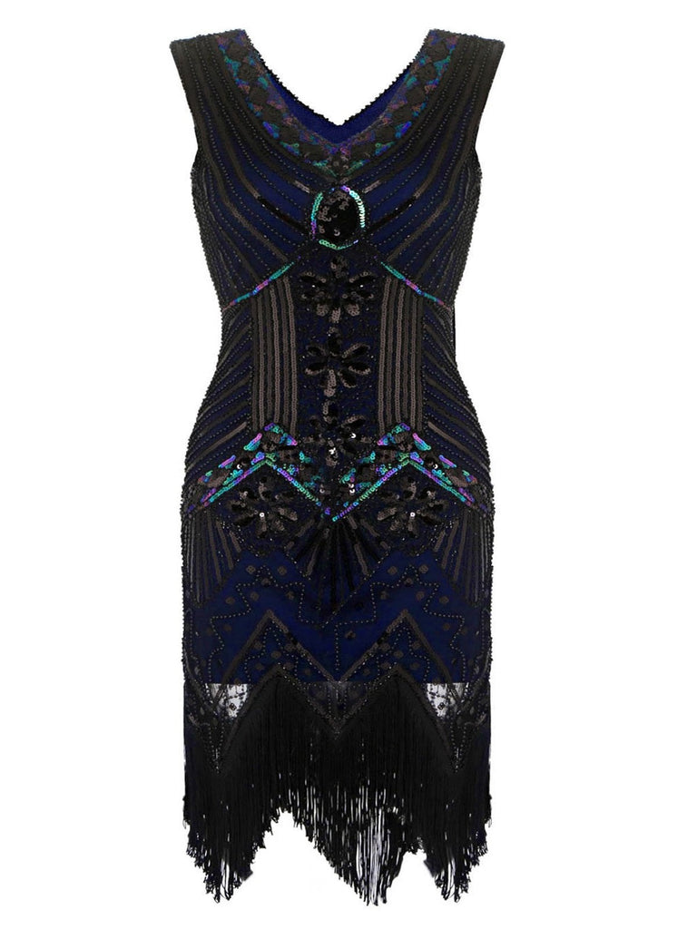 Dunkel Grün 1920ER PAILLETTEN GROß KLEID
