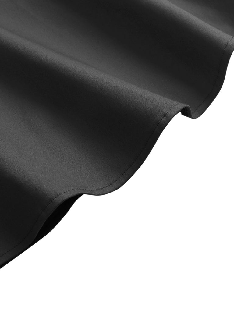 Schwarz 1950er Solide Schulterfrei Swing Kleid