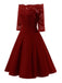 Lila 1950er Spitze Schulterfreies Blumen Swing Kleid