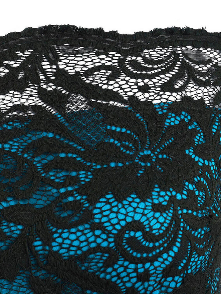 Weinrot 1950ER SCHULTERFREI SPITZE SWING BLUMEN KLEID