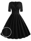 Schwarz 1950ER HOHE TAILLE V-AUSSCHNITT SWING KLEID