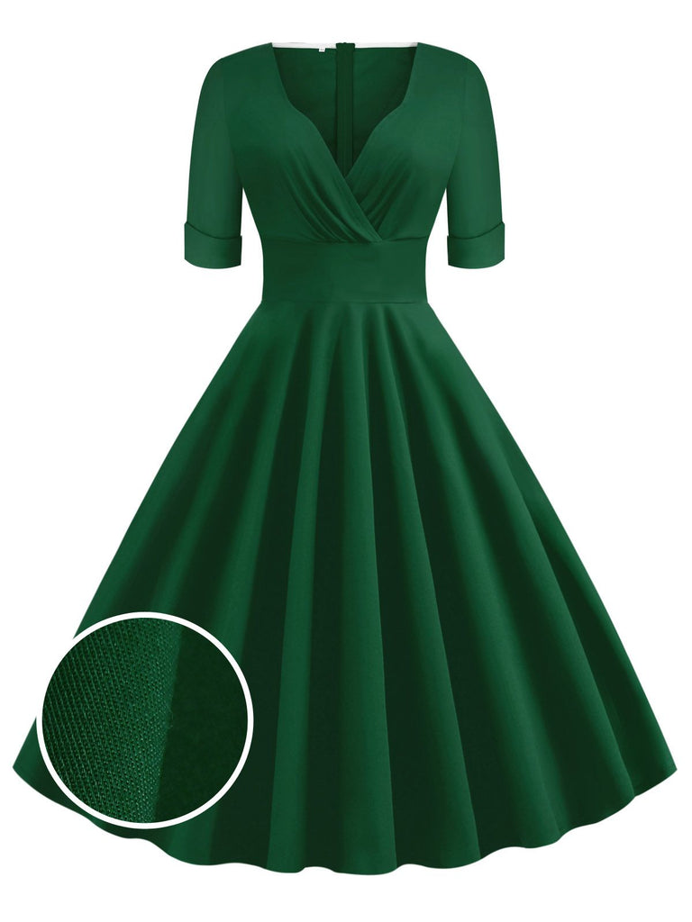 Schwarz 1950ER HOHE TAILLE V-AUSSCHNITT SWING KLEID