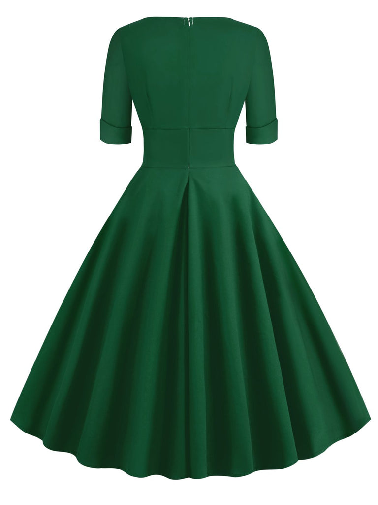 Schwarz 1950ER HOHE TAILLE V-AUSSCHNITT SWING KLEID