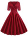 Schwarz 1950ER HOHE TAILLE V-AUSSCHNITT SWING KLEID