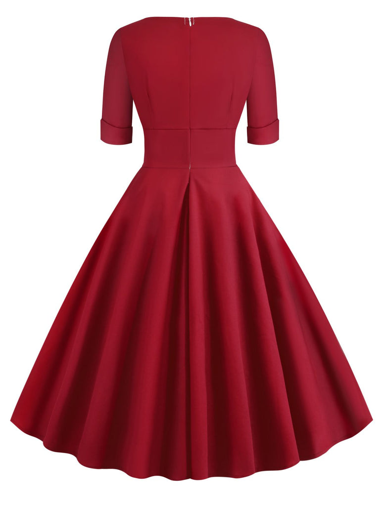 Schwarz 1950ER HOHE TAILLE V-AUSSCHNITT SWING KLEID