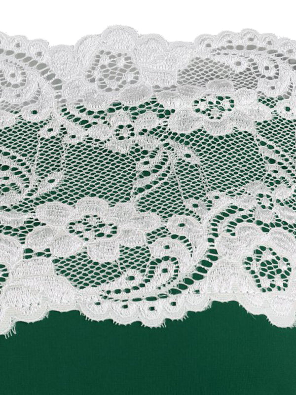 Grün 1950er Knopf Verziert Schulterfreies Kleid