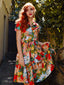 1950ER BLUMEN KURZARM SWING BLUSE KLEID