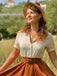 Khaki 1950er Patchwork V-Ausschnitt Kurzarm Swing Kleid