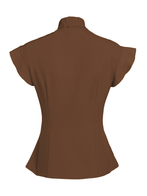 Gelb 1950er Bogen Solide Blusen Top