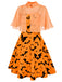 Orange 1950er Halloween Fledermaus Kostüm Kap Patchwork Kleid