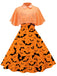 Orange 1950er Halloween Fledermaus Kostüm Kap Patchwork Kleid