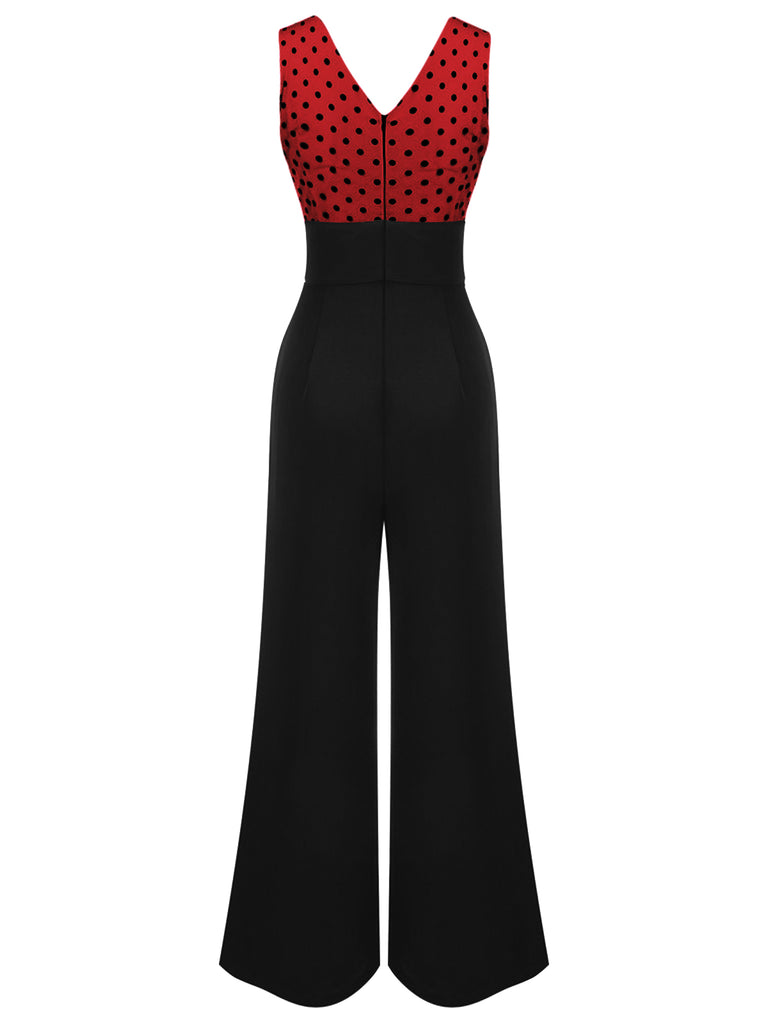 MARINEBLAU POLKA DOT PATCHWORK JUMPSUIT
