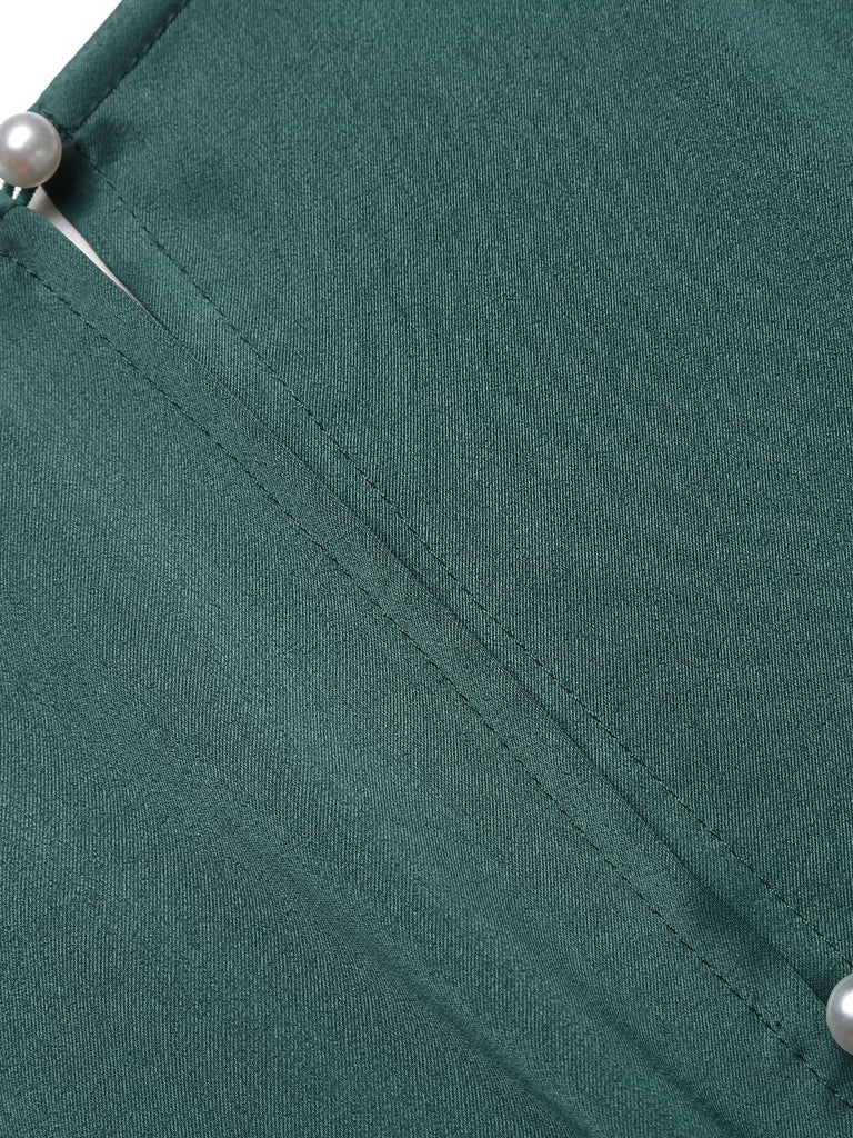 Grün 1930er Karo Patchwork Puff Jumpsuit