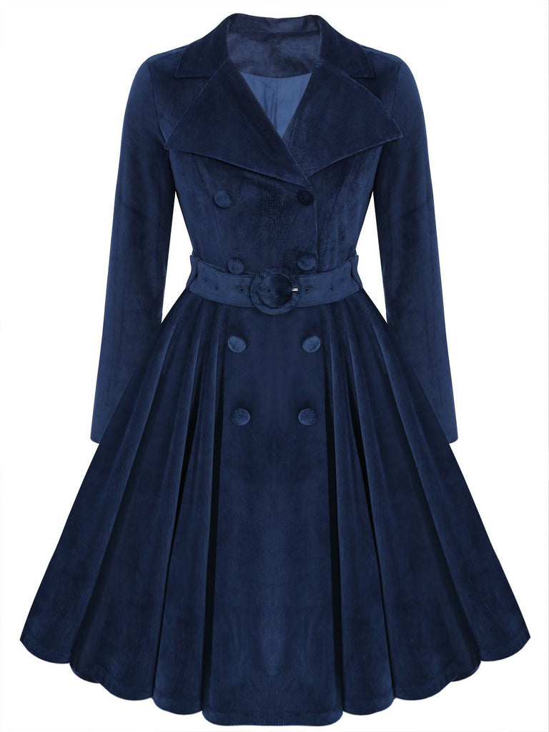 Rot 1950er Samt Langer Mantel