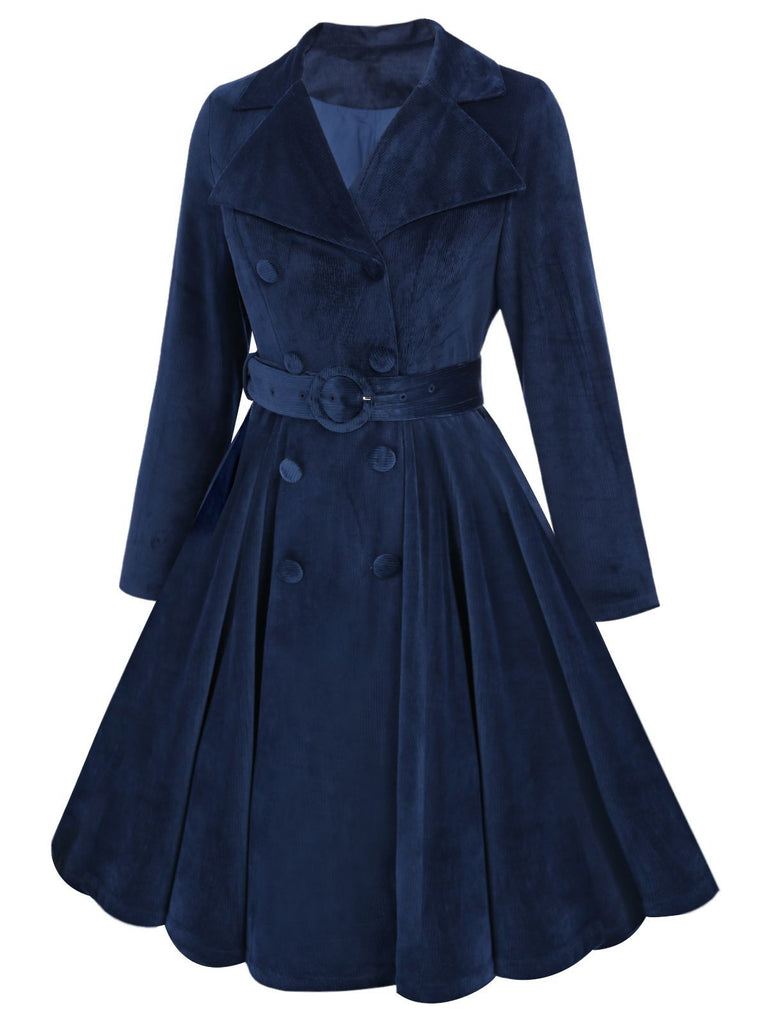Rot 1950er Samt Langer Mantel