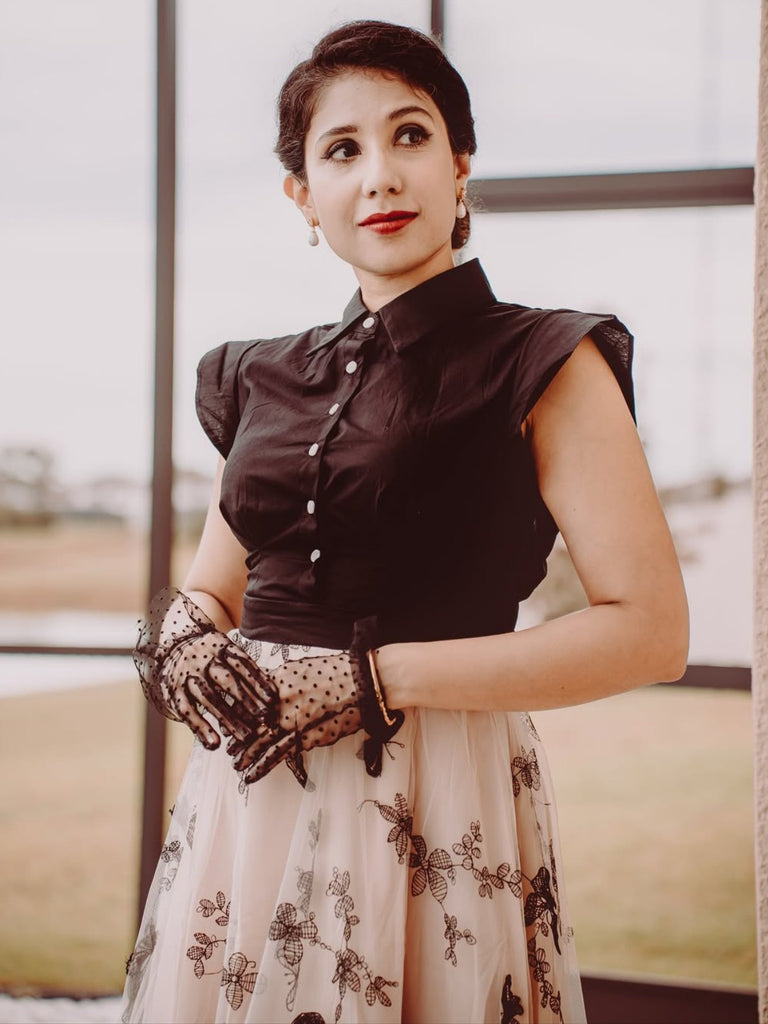 1950ER SCHWARZES SCHMETTERLINGS PATCHWORK KLEID