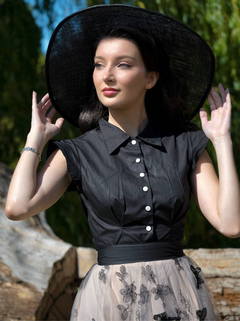 1950ER SCHWARZES SCHMETTERLINGS PATCHWORK KLEID