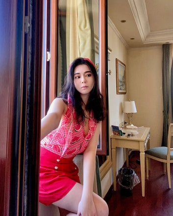 WASSERMELONE ROTER HALFTER PATCHWORK STRAMPLER