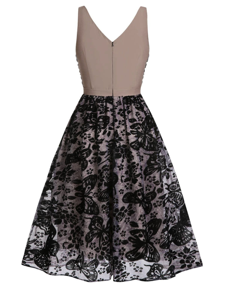 1950ER SCHWARZES SCHMETTERLINGS NETZNÄHTEN KLEID