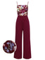 WEINROT PATCHWORK JUMPSUIT MIT BLUMEN-3D-RIEMEN