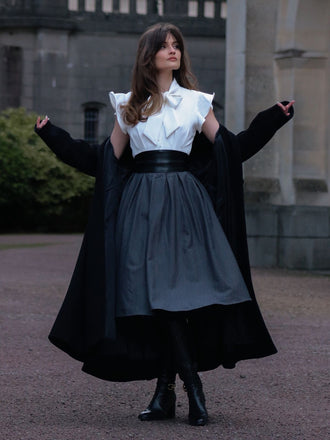 1950ER WEISS&GRAU SCHNÜRUNG SWING KLEID