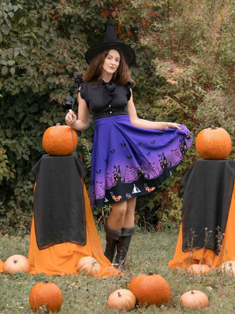 LILA HALLOWEEN PATCHWORK SWING KLEID