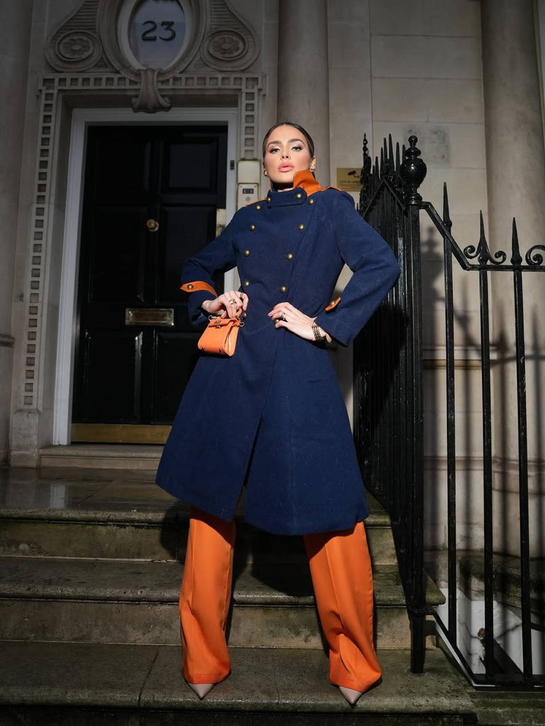 Marineblau 1940er Patchwork Taste Mantel