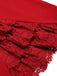 ROTER SPITZE LANGARM PATCHWORK BLEISTIFTKLEID