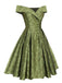 1950ER GRÜNES SCHULTERFREIES VINTAGE KLEID