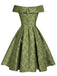1950ER GRÜNES SCHULTERFREIES VINTAGE KLEID