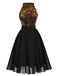 SCHWARZES 1950ER GOLD GLITZER PATCHWORK KLEID