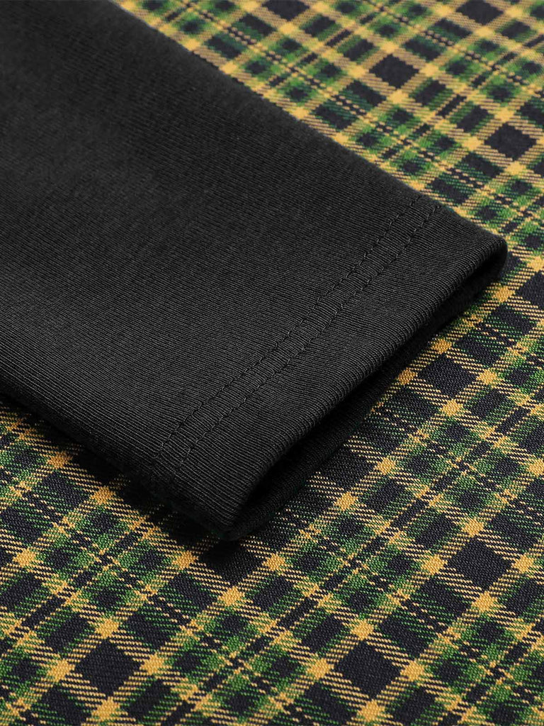 Dunkelgrün 1950ER DUNKELGRÜNES KARIERTES STRICKKLEID