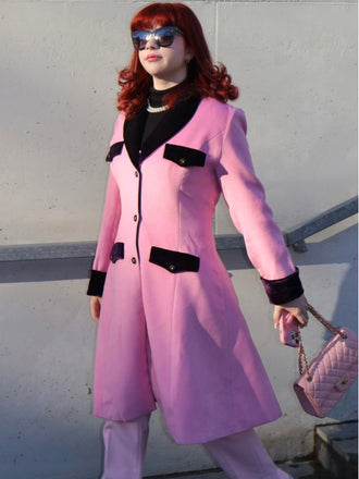 Rosa 1930er Samt Patchwork Taste Mantel